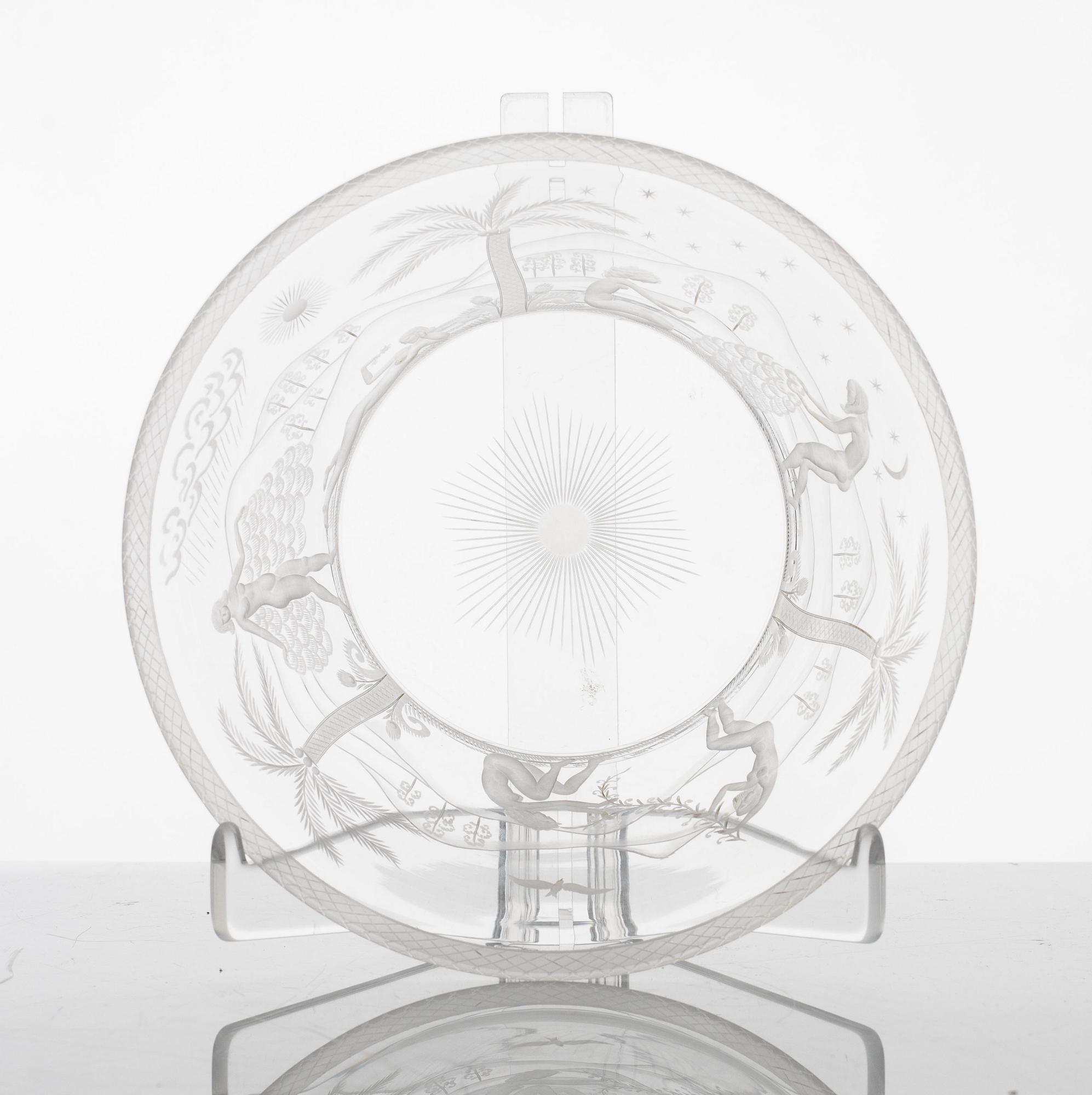 Edward Hald, graverad skål, Orrefors 1926.