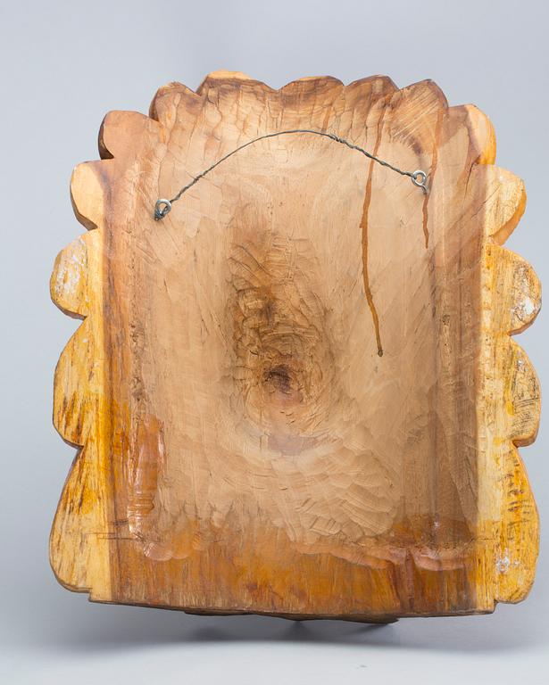 VÄGGSKULPTUR, trä, 1900-talets andra hälft.