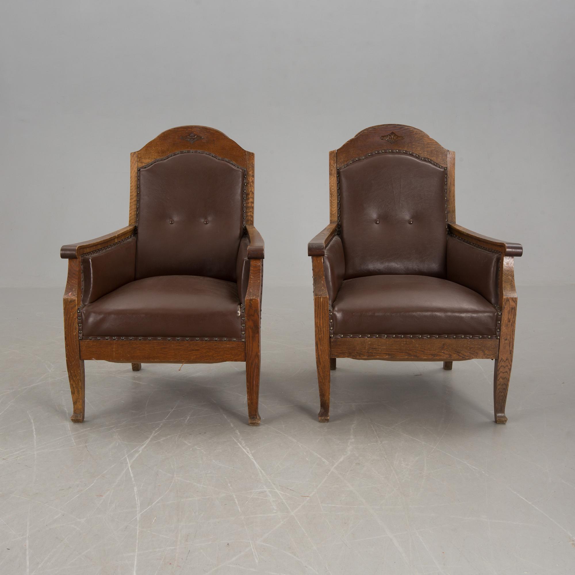 FÅTÖLJER, ett par, Jugend, 1900-talets början.