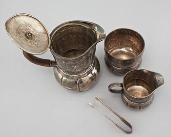 KAFFESERVIS, 4 delar, silver, L & Co, Birmingham, England,  1910. Vikt 590 g.