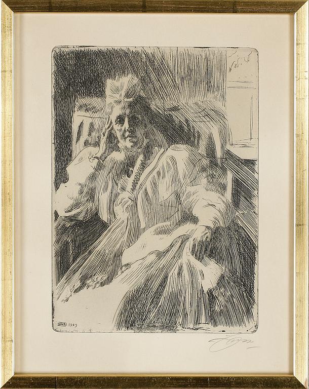 ANDERS ZORN, etsning, signerad och daterad 1909 i plåten.