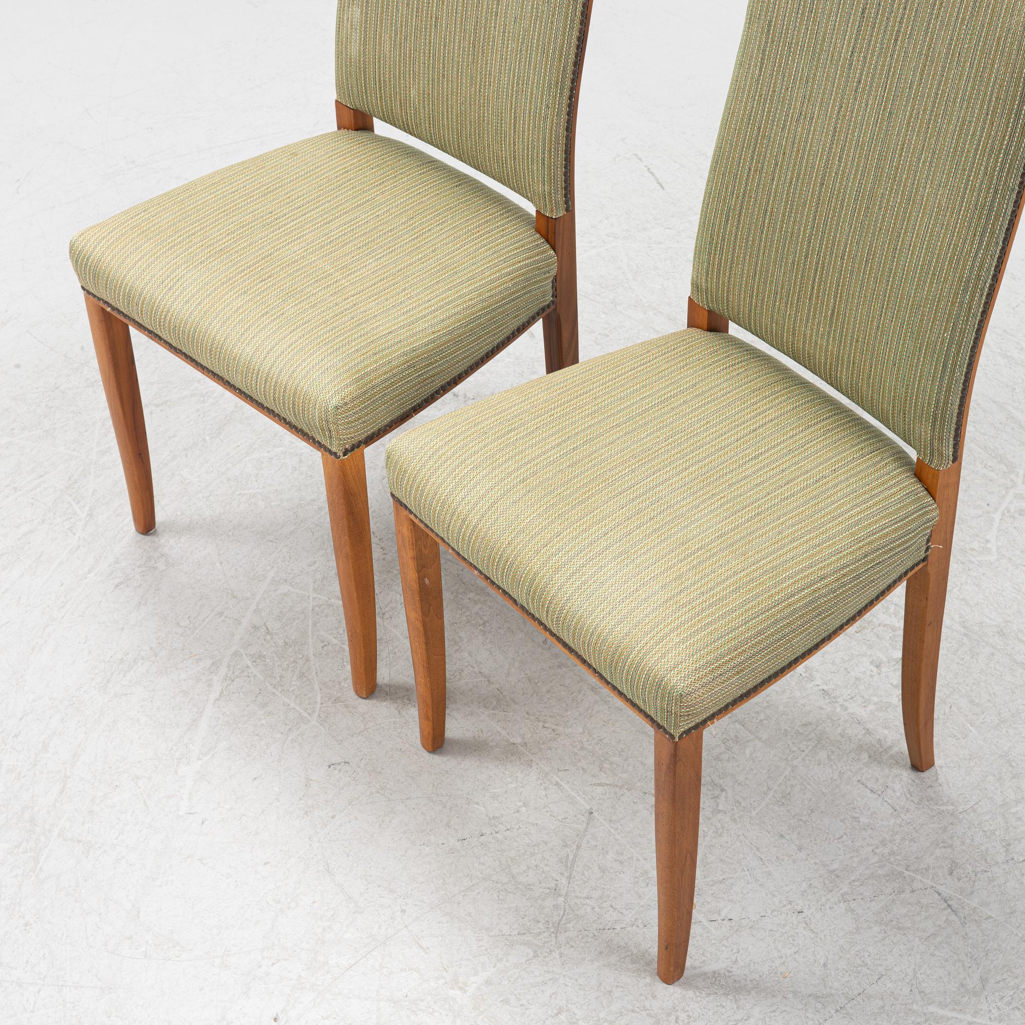 Carl Malmsten, six 'Gustavus' walnut chairs, Åfors, second part of the 20th Century.