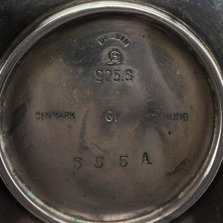 A Danish 20th century sterling set of six ashtrays, mark of G Jensen Copenhagen first half of the 19th century.