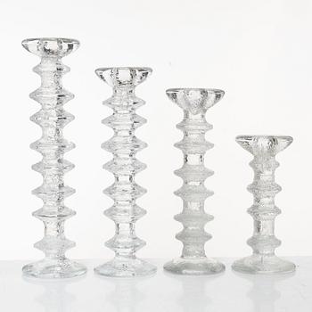 Timo Sarpaneva, a set of ten 'Festivo' glass candlesticks, Iittala, Finland.