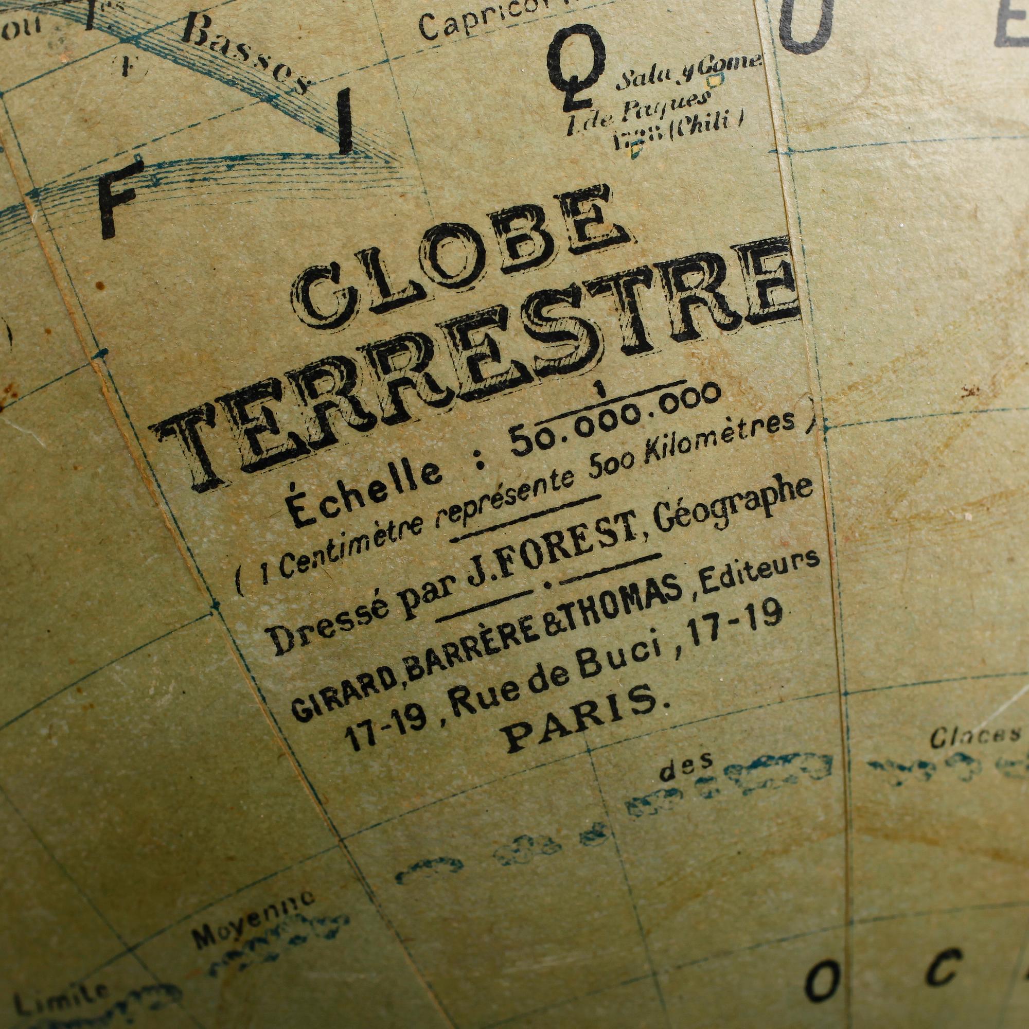 JORDGLOB, Globe Terrestre", Paris, 1900-talets första hälft.