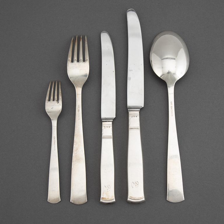 JACOB ÄNGMAN, a silver cutlery, 'Rosenholm', some Stockholm 1950. (19 pc).