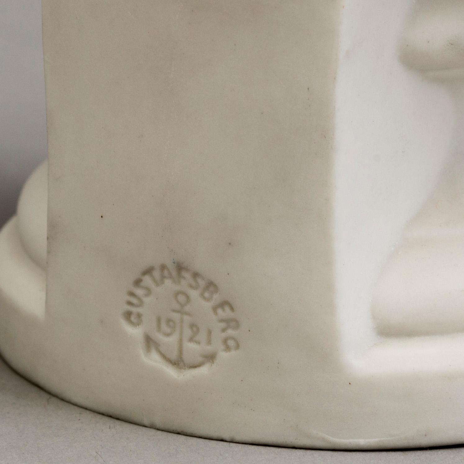 A PARIAN FIGURE AND A PAIR OF BUSTS, Gustafsberg ca 1900.