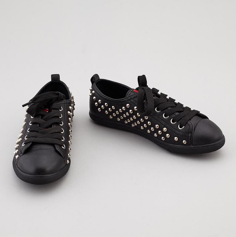 PRADA, two pairs of leather sneakers, size 35,5.