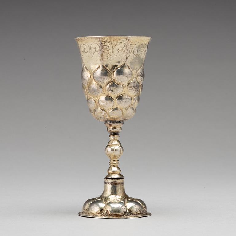 A German early 18th century silver-gilt grape-cup, mark of Carl Wilhelm Hartman, Breslau (1706-1729).