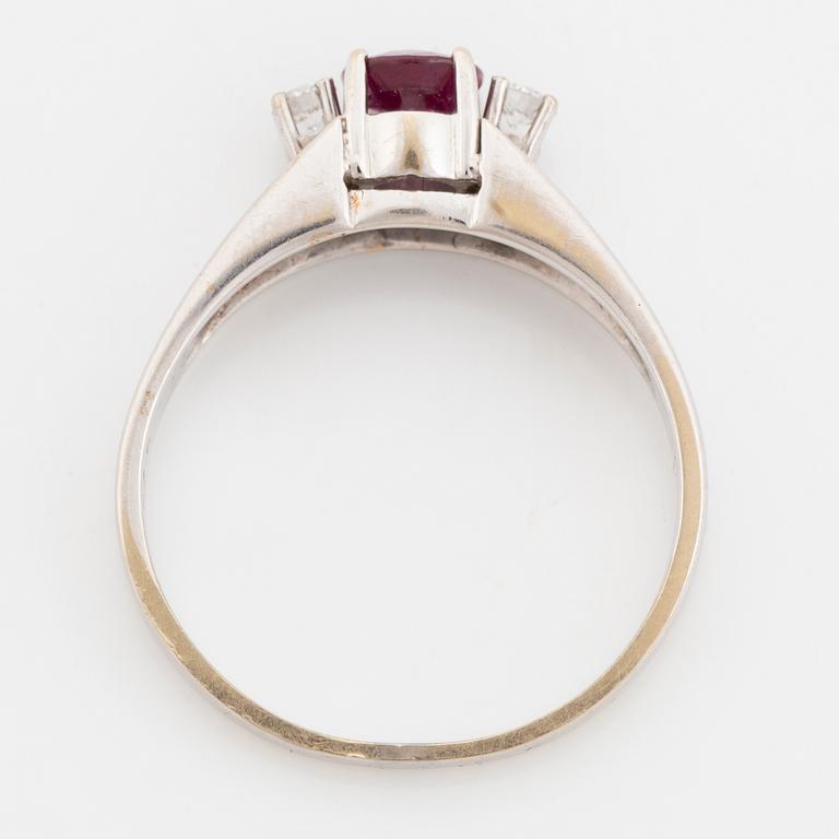 Ruby and brilliant cut diamond ring.