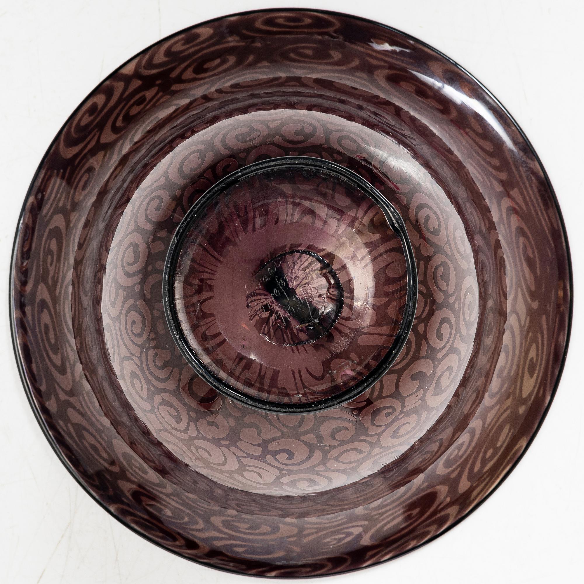 Simon Gate, skål, tunnväggig graal, glas, Orrefors, 1920.