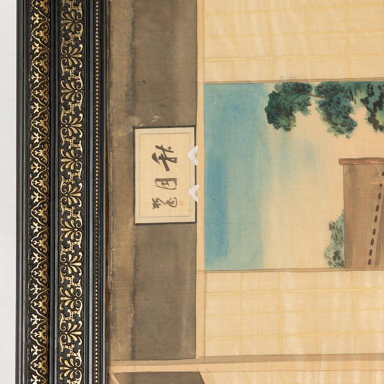 Oidentifierad konstnär, akvarell på siden, Japan, 1900-talets första del.