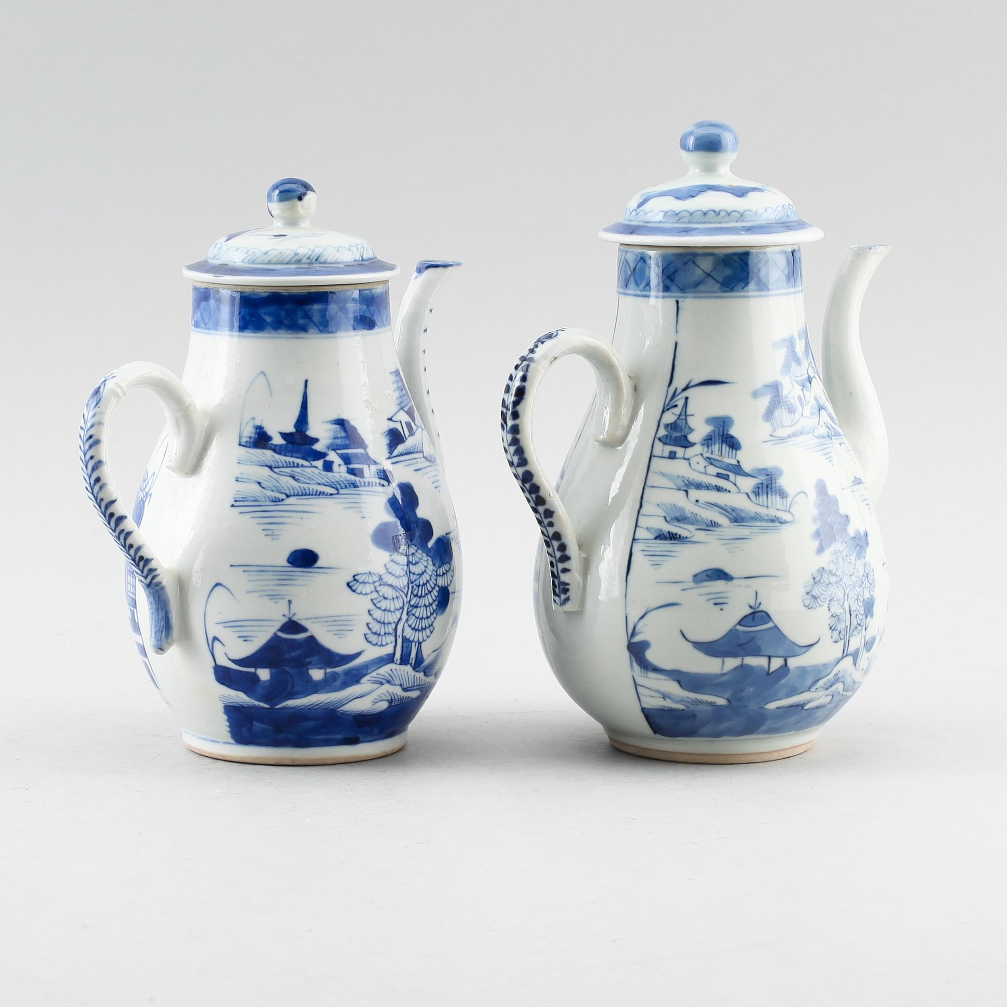 KANNOR, 2 st, porslin, Kina, 1800-/1900-tal.