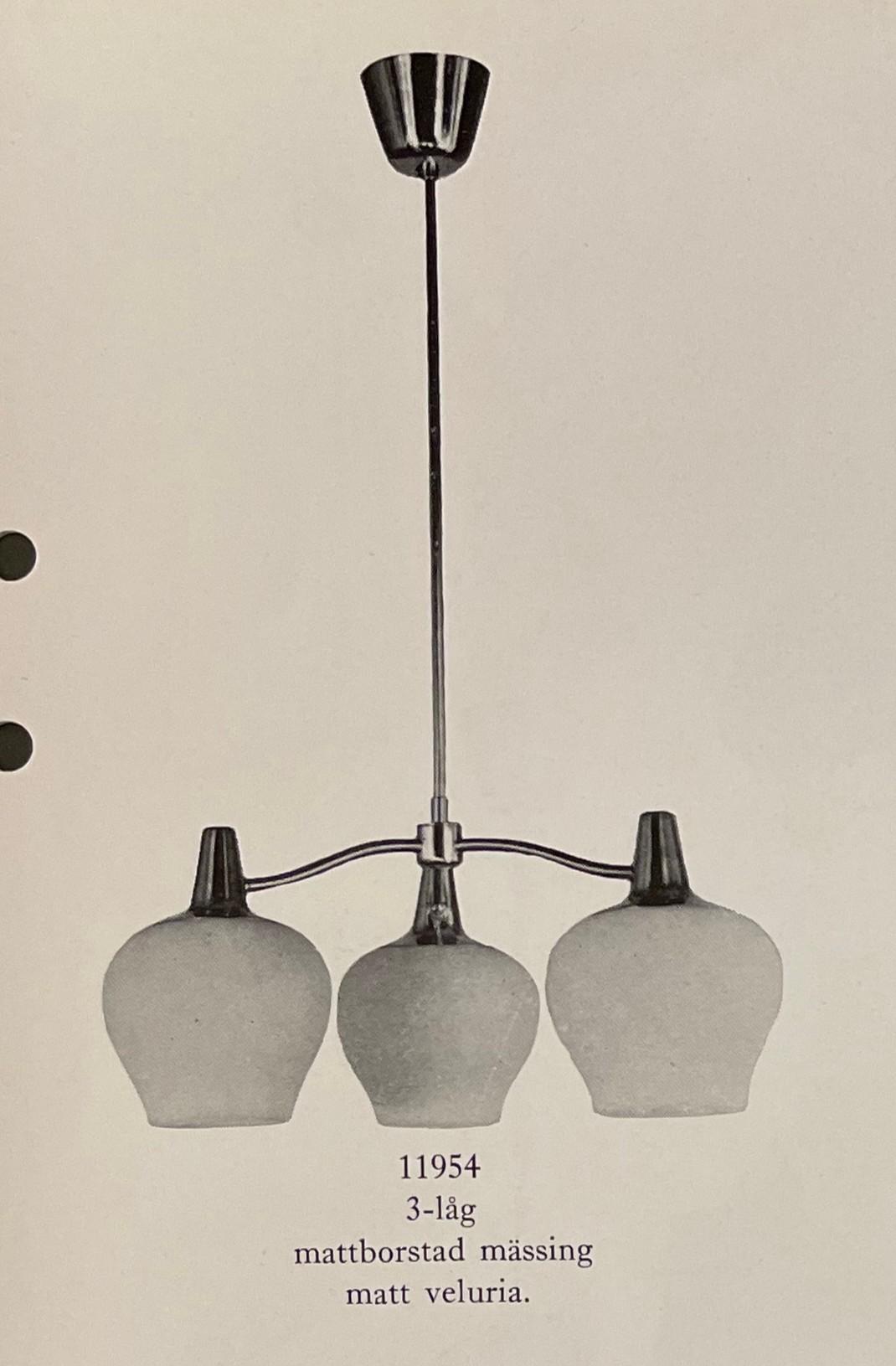 Harald Notini, a pair of ceiling lamps model 11954, Arvid Böhlmarks Lampfabrik, Stockholm, 1950s.
