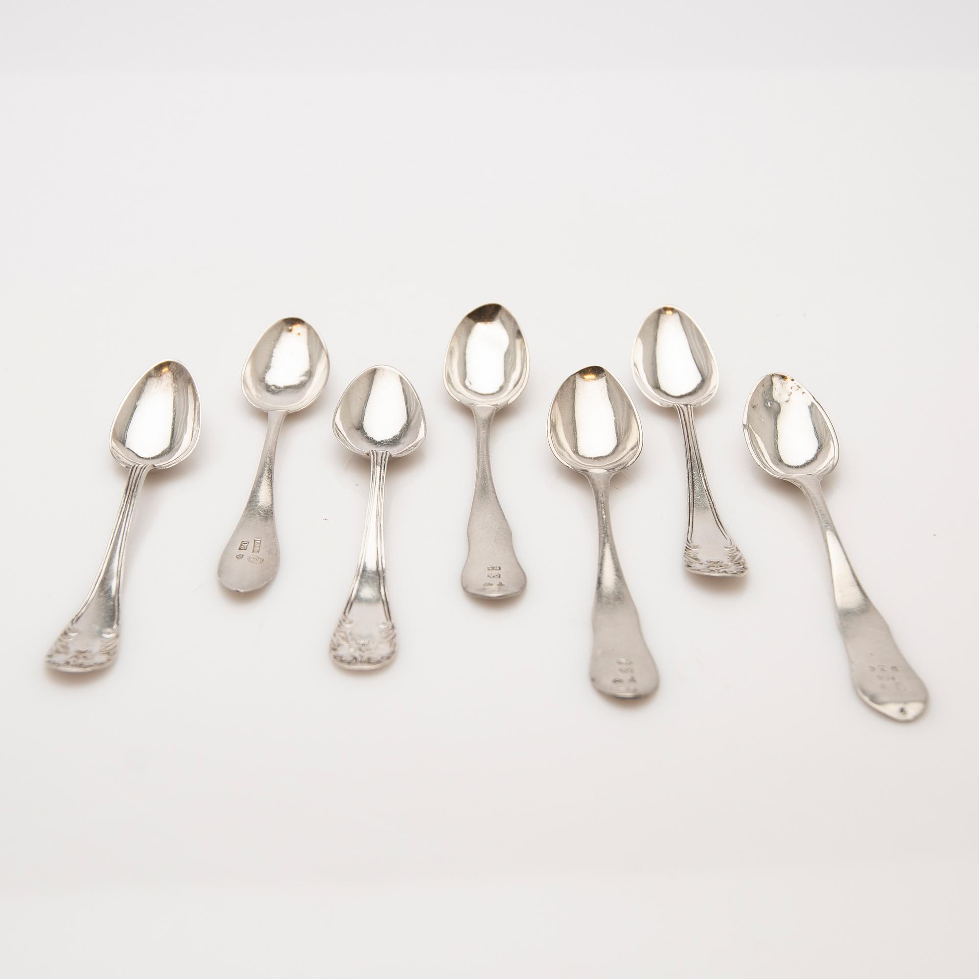 Coffee spoons, 7 pieces, silver, 1810-1903, Sweden.