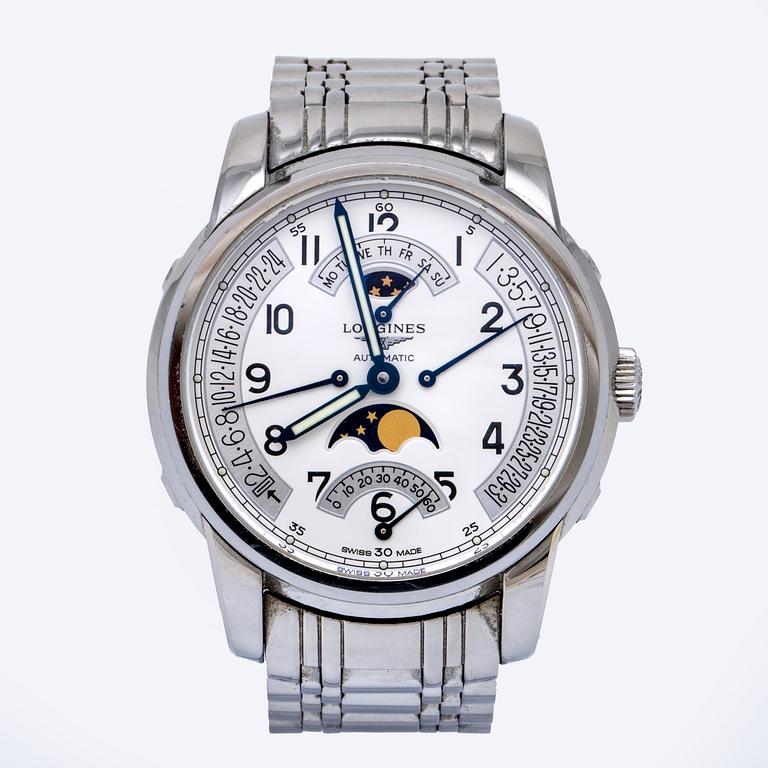 Longines Saint-Imier Moonphase Automatic SET L2.764.4.73.6, wristwatch 44 mm.