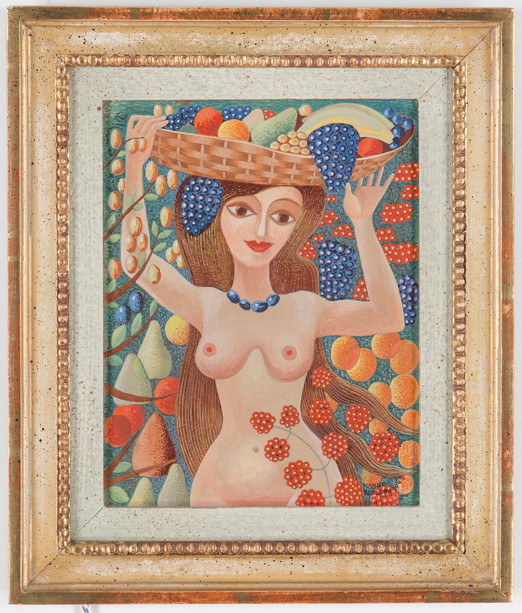 MANNE ÖSTLUND, 2 st, gouache på pannå, signerade och daterade 1949.