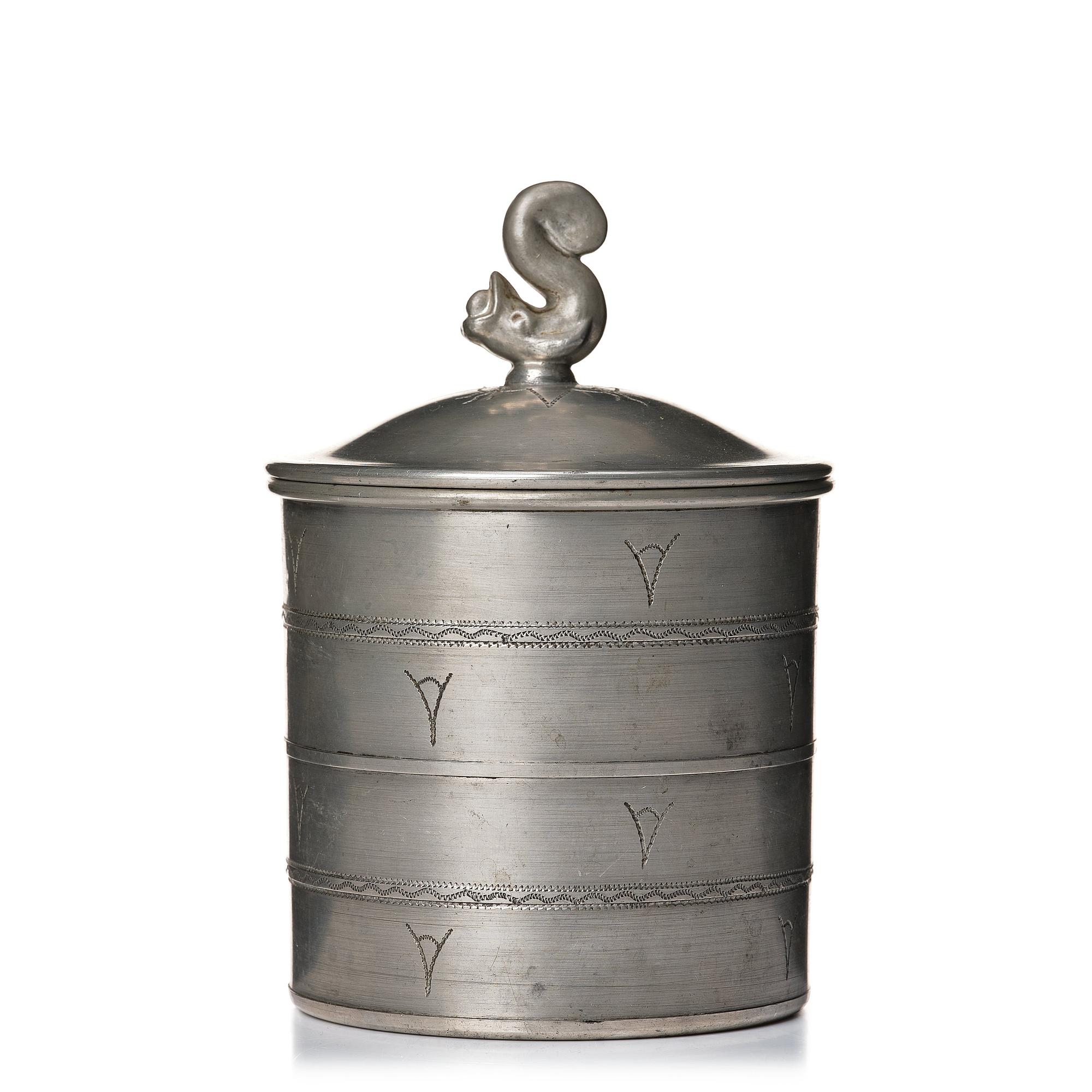 Estrid Ericson, a lidded pewter jar, Svenskt Tenn, Stockholm 1925, model A 42.