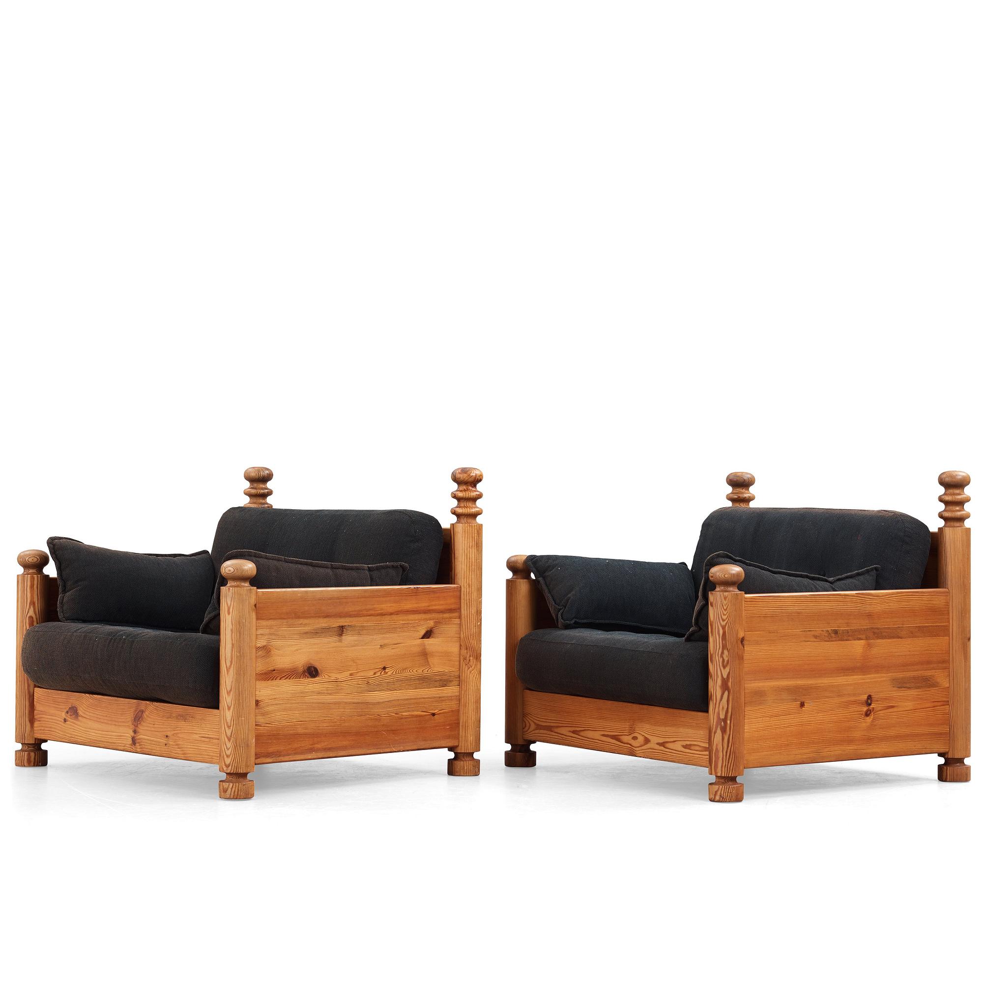 Uno & Östen Kristiansson, a pair of lounge chairs, Luxus, Sweden 1970s.