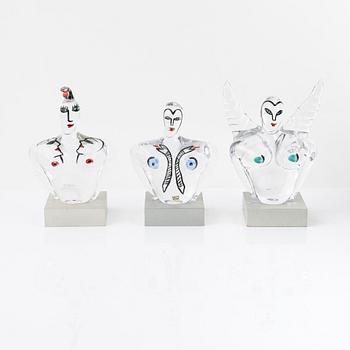 Ulrica Hydman-Vallien, four glass sculptures, Kosta Boda, Sweden.