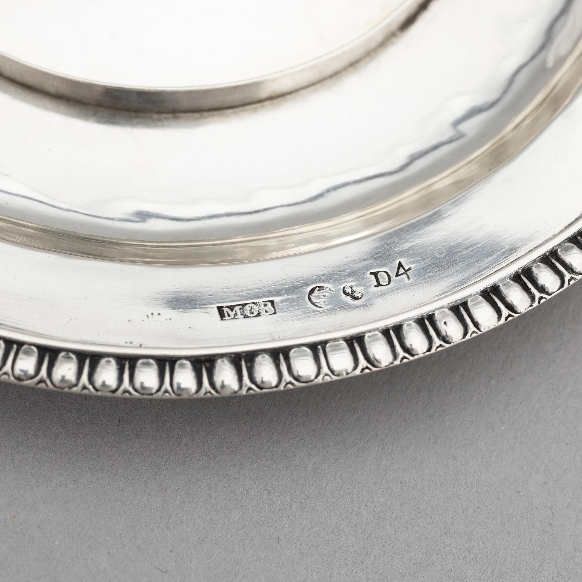 A Swedish Silver Empire Sauce Bowl With Dish, mark of Mikael Olof Barkman, Varberg 1834.