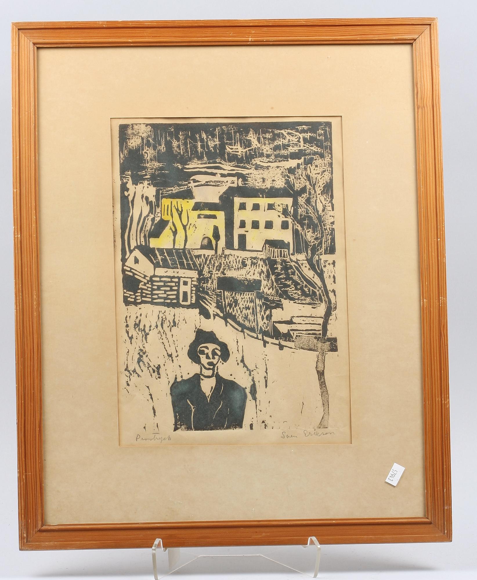 ERIXON, SVEN X:ET, träsnitt, sign.