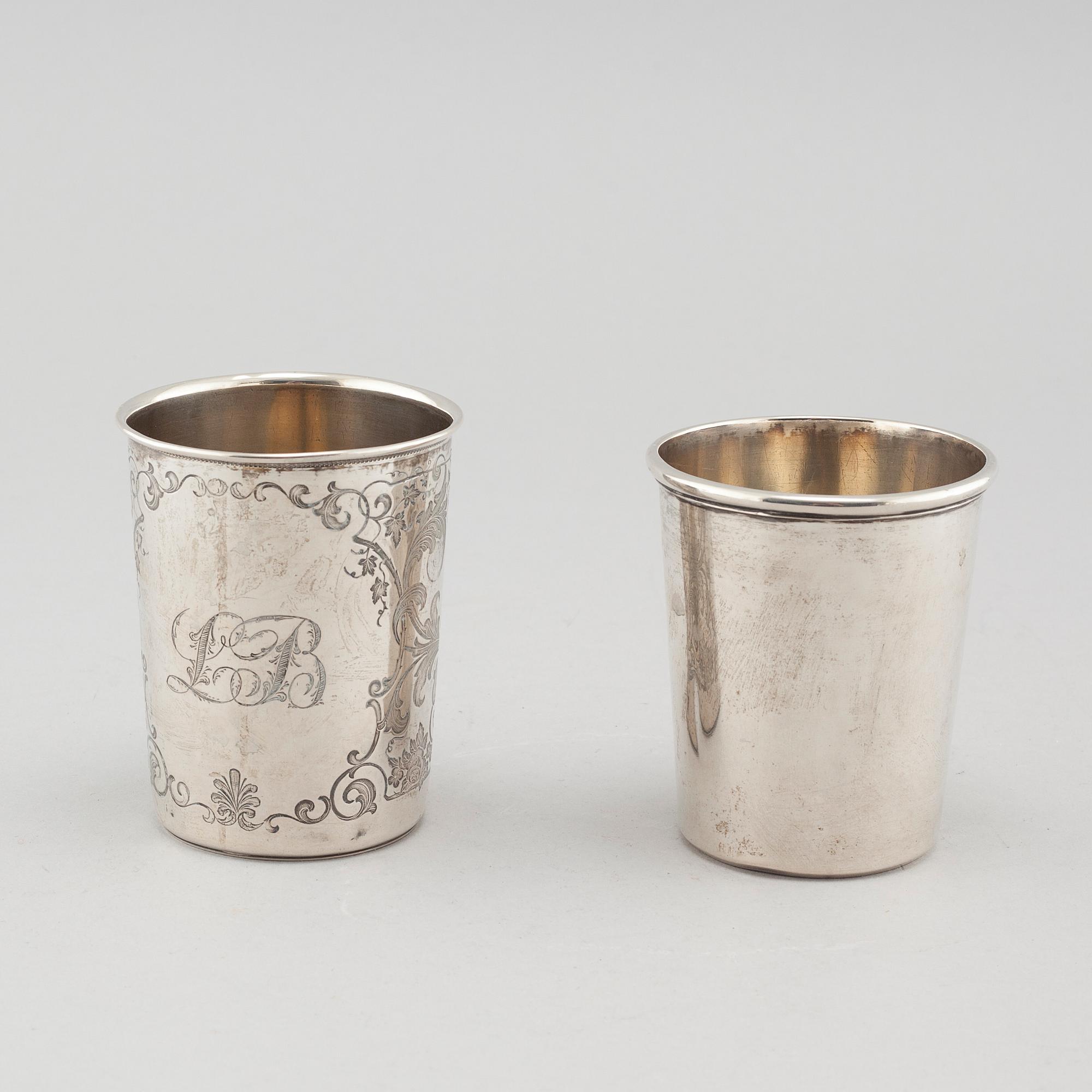 Two 19th century swedish silver cups.