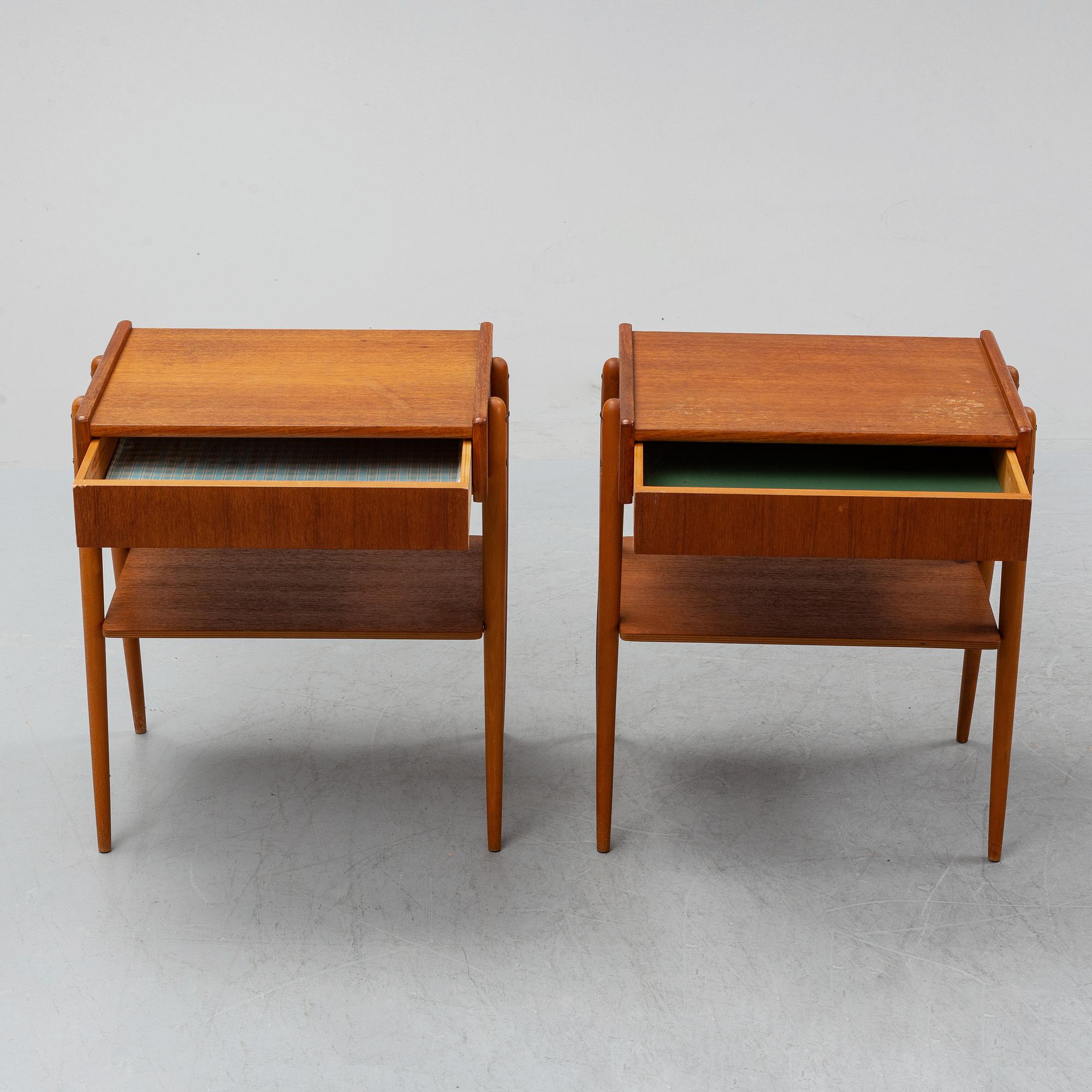 A pair of bedside tables, 1950's-60's.
