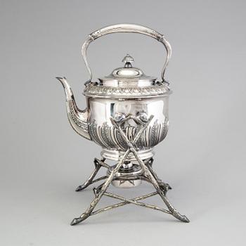A 20th century tea pot on stand by Walker & Hall, Sheffield, England.