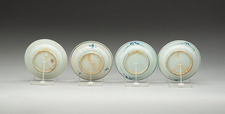A set of four blue and white dishes, Ming dynasty, Wanli (1572-1620).