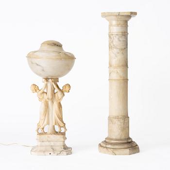 A table lamp on a pedestal, early 20th Century.