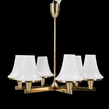 HANS-AGNE JAKOBSSON, a brass ceiling lamp, 1970's.