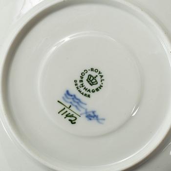 A set of six Danish Royal Copenhagen "Blu fluted full lace" pordelain teacups and saucers model 1142.