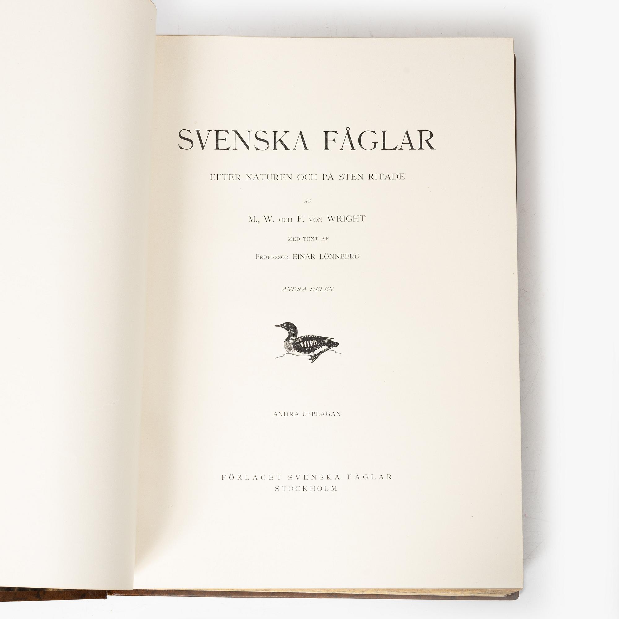 The Wright Brothers, book work, 3 volumes, "Swedish Birds", A. Börtzells tryckeri AB, Ivar Baarsen, Stockholm, 1927-1929.