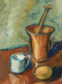 179. Åke Göransson, Stilleben med mortel och citron.