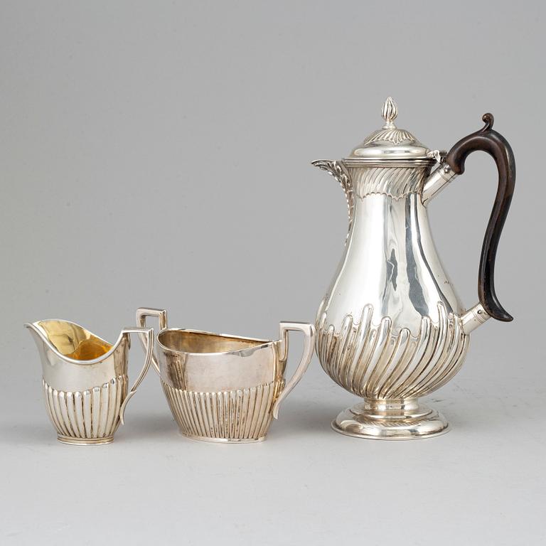 KAFFESERVIS, 3 delar, silver, 1893-1926.