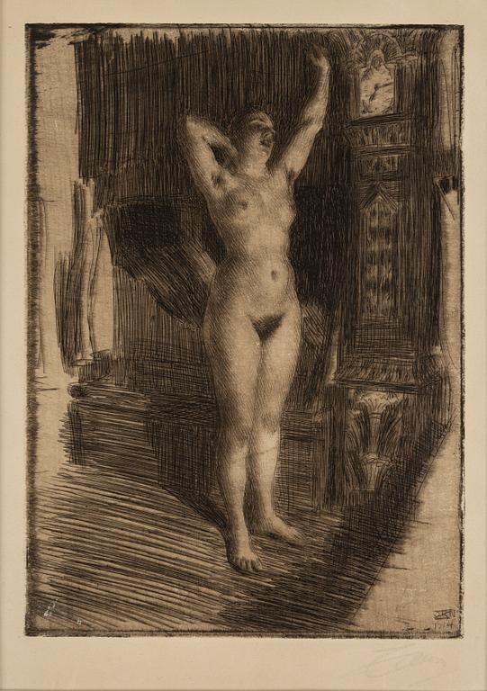Anders Zorn, etching, 1914, signed in pencil.