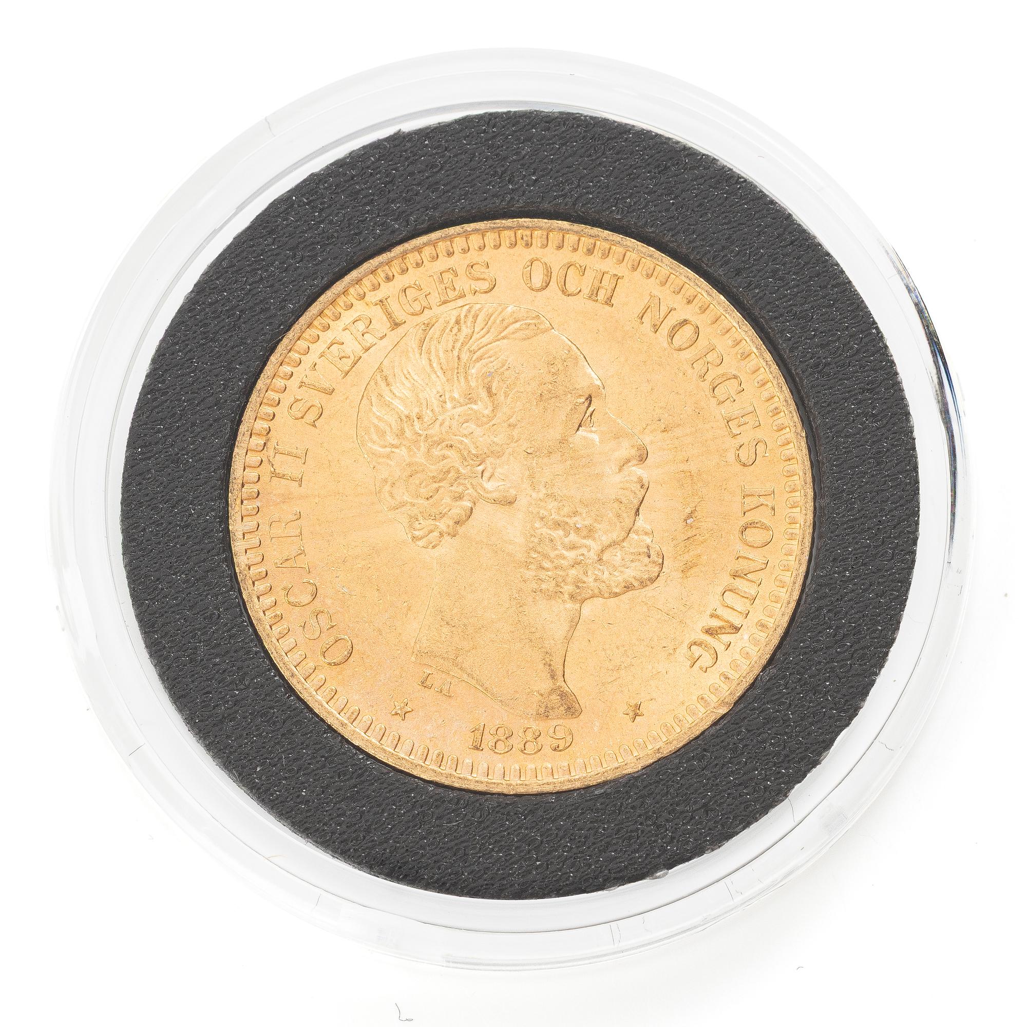 Guldmynt, Sverige, Oscar II 20 kronor, 1889.
