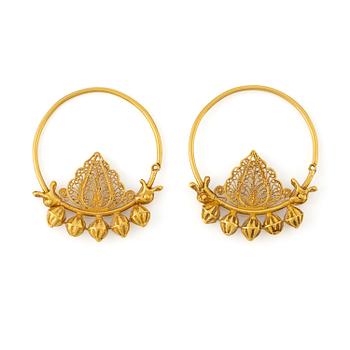 A pair of presumably modern Eastern Mediterranean gold earrings.