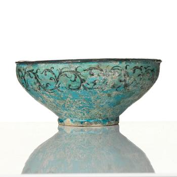 A luster earthenware bowl, Kashan, central Persia, 13th century.