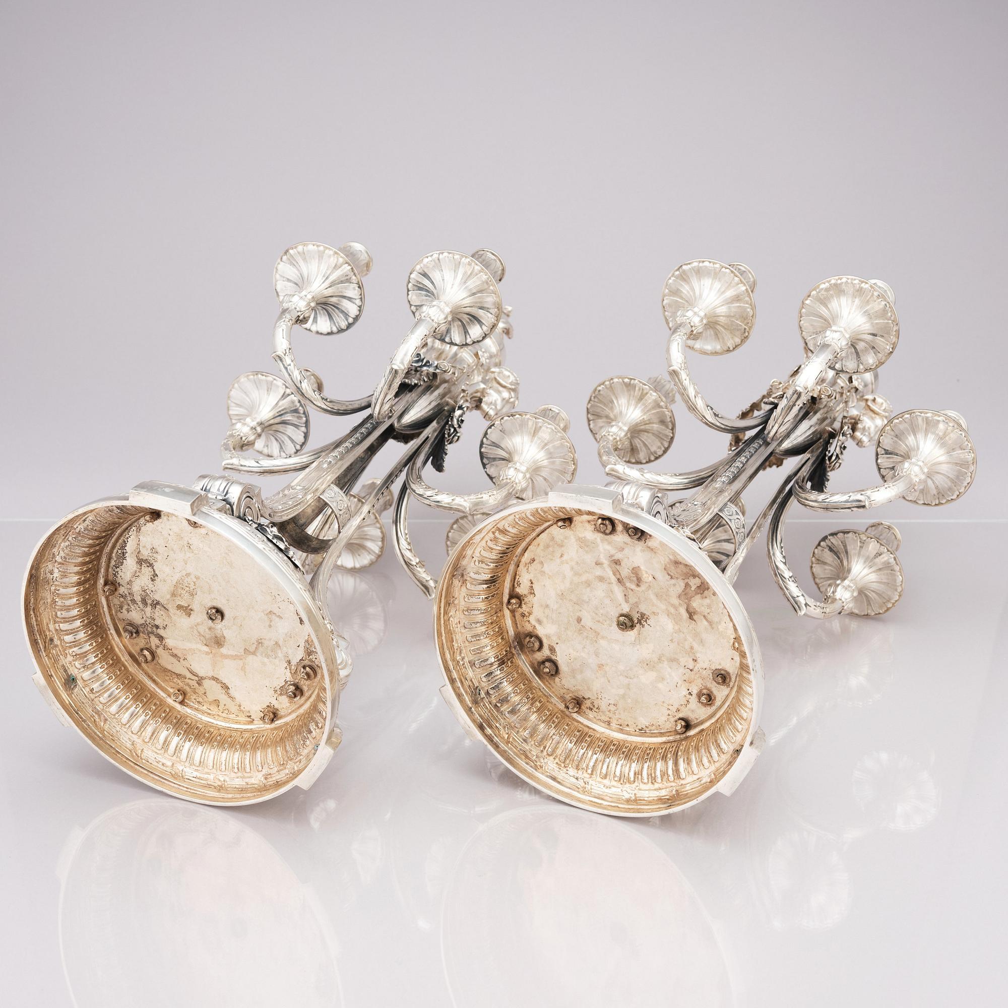 A pair of Swedish silver candelabras, CH Hallberg, Stockholm 1907.