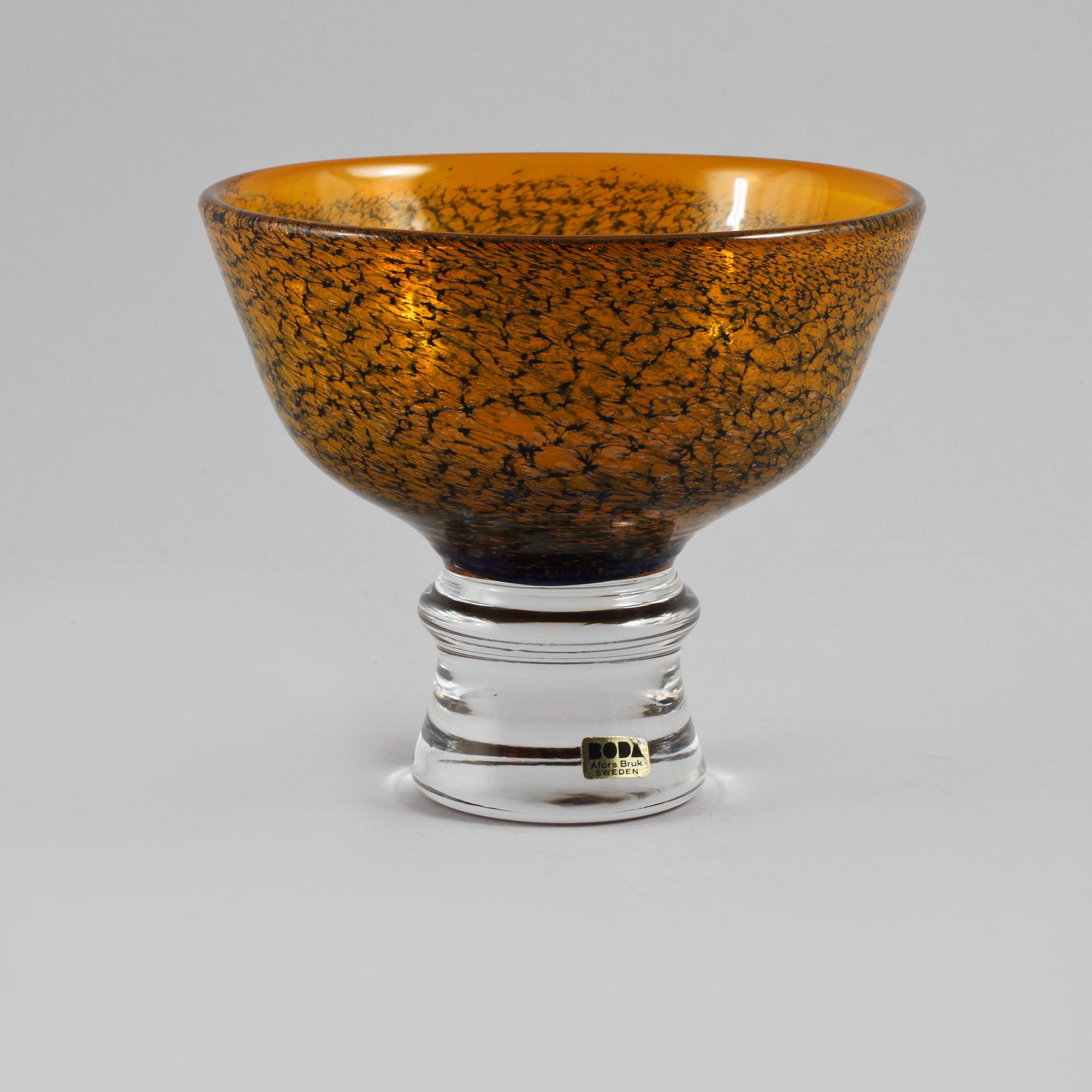 SKÅL, glas, Bertil Vallien, Boda Åfors, unik, 1900-talets andra hälft.