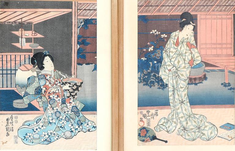 Toyokuni II (Toyoshige), Tea party, Japan 1800-tal.