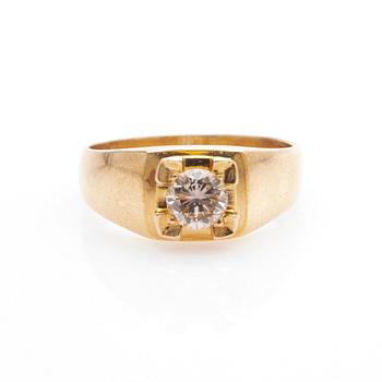 Ring, 18K guld med briljantslipad diamant.