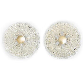 Carl Fagerlund, ceiling lights, a pair, Orrefors, 1960s.