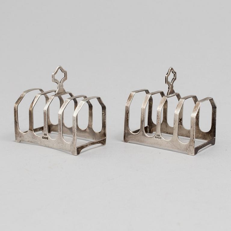 TOASTRACKS, a pair, silver, Viner's Ltd, Sheffield, England.