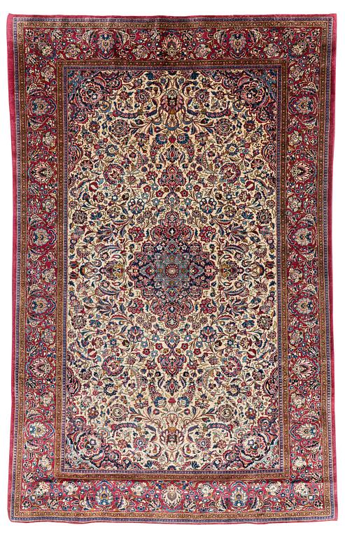 An antique silk Kashan rug, ca ca 200 x 124 cm.