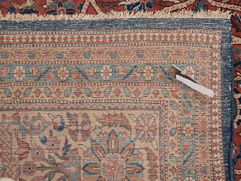 A CARPET, semi-antique Tabriz probably, 420 x 304 cm.