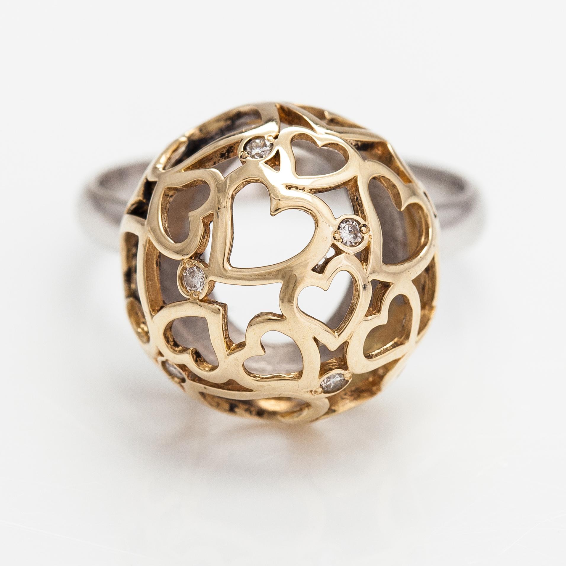 Ring, 14K guld, diamanter ca 0.012 ct tot. Moskva.