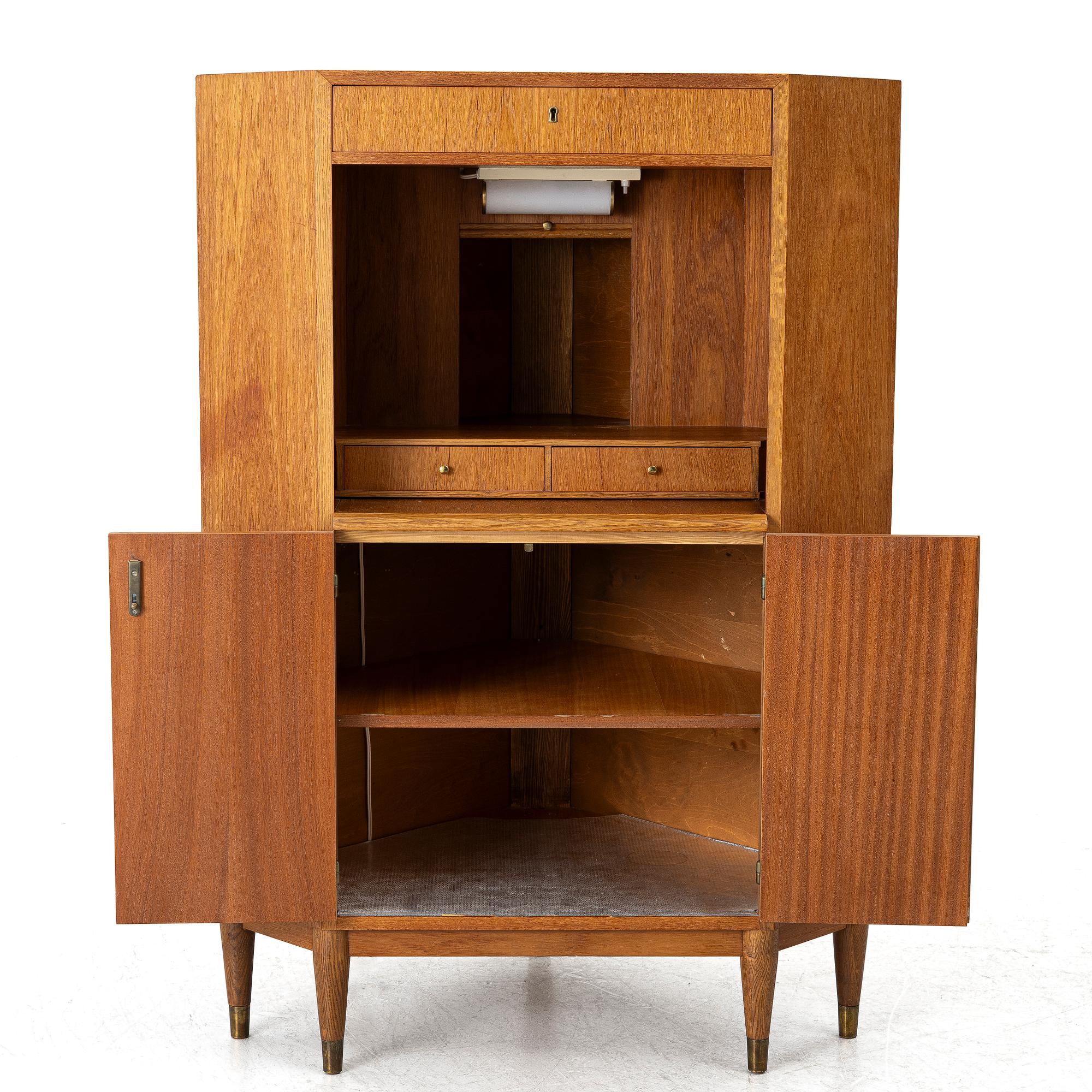 Corner cabinet/desk, mid-20th century.